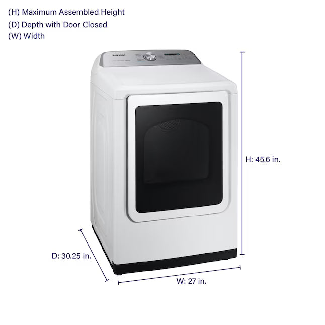 Samsung 5.0 cu. ft. Top Load Washing Machine with Active Water Jet WA50R5200AW - Scratch & Dent (Moderate) and Samsung White Smart Electric 7.4 Cu. Ft. Dryer with Sensor Dry and Steam Sanitize+ DVE52A5500W - Scratch & Dent (Minor)
