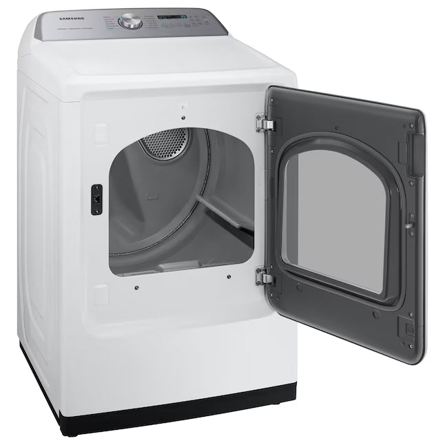 Samsung 5.0 cu. ft. Top Load Washing Machine with Active Water Jet WA50R5200AW - Scratch & Dent (Moderate) and Samsung White Smart Electric 7.4 Cu. Ft. Dryer with Sensor Dry and Steam Sanitize+ DVE52A5500W - Scratch & Dent (Minor)