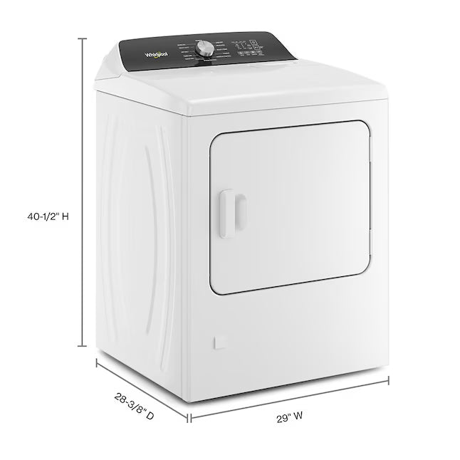 Whirlpool Top Load Style Electric Moisture Sensing 7.0 Cu. Ft. Dryer with Steam WED5050LW - Open Box