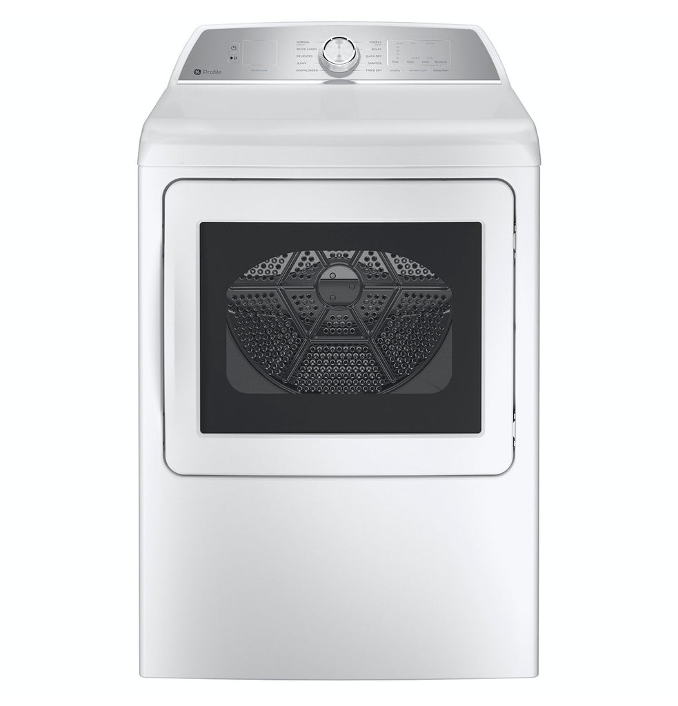 GE Profile 5.0 cu. ft. High-Efficiency Smart Top Load Washer in White with Microban Technology PTW600BSRWS - Scratch & Dent (Minor) and GE Profile 7.4 cu. ft. Capacity Electric Dryer with Sanitize Cycle and Sensor Dry 16052 - PTD60EBSRWS - New in Box