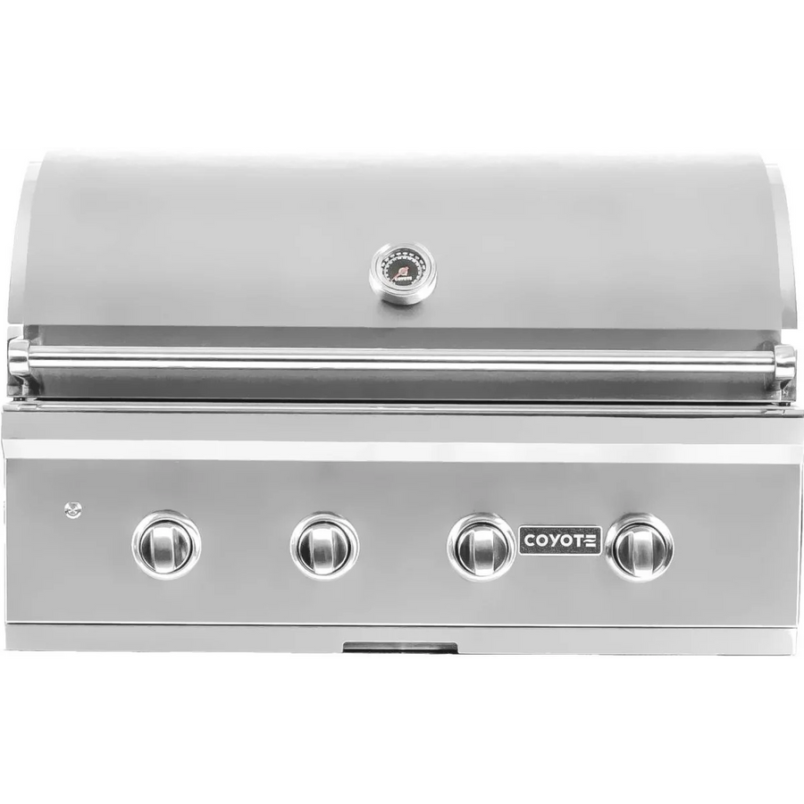 Coyote 36 Inch Built-In Grill with 4 Infinity Burners™, 875 sq. in. Cooking Surface, Interior Grill Lighting and Integrated Wing Guard C2C36NG - Scratch & Dent (Minor)