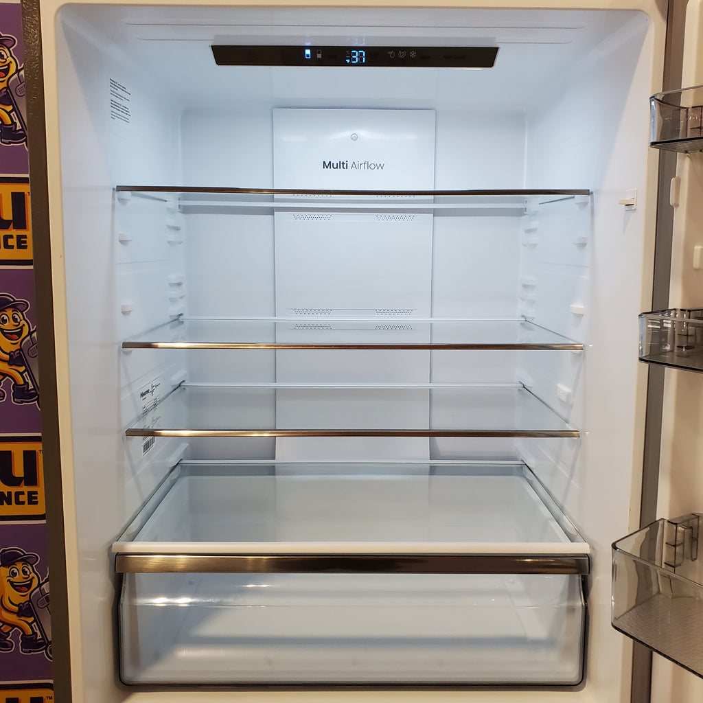 Hisense Counter Depth Bottom Freezer 17.2 Cu. Ft. Refrigerator with LED Lighting and Super Cool and Super Freeze in Fingerprint Stainless Steel 22137390 - HRB171N6ASE - Scratch and Dent (Moderate)