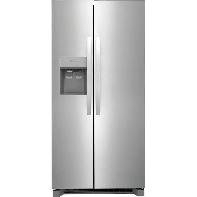 Frigidaire Stainless Steel Counter-Depth 22.6-cu ft 3 -Door French Door ENERGY Star Refrigerator with Ice Maker with Water and Ice Dispenser 20331SD303 - FRFC2323AS - Scratch & Dent (Minor)