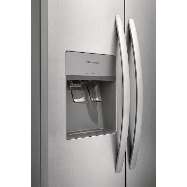 Frigidaire Stainless Steel Counter-Depth 22.6-cu ft 3 -Door French Door ENERGY Star Refrigerator with Ice Maker with Water and Ice Dispenser 20331SD303 - FRFC2323AS - Scratch & Dent (Minor)