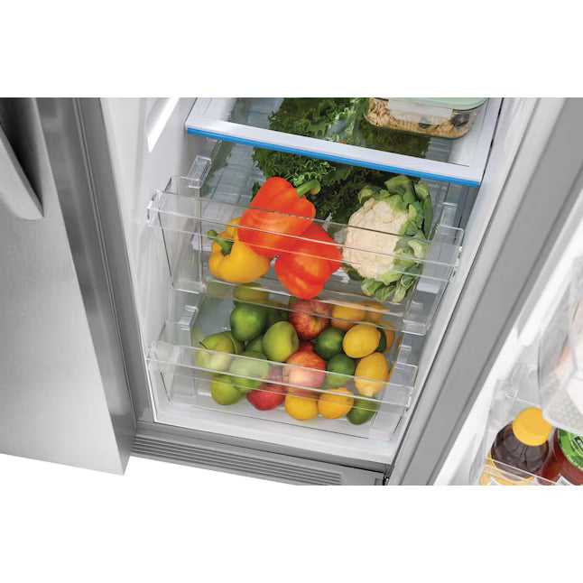 Frigidaire Stainless Steel Counter-Depth 22.6-cu ft 3 -Door French Door ENERGY Star Refrigerator with Ice Maker with Water and Ice Dispenser 20331SD303 - FRFC2323AS - Scratch & Dent (Minor)