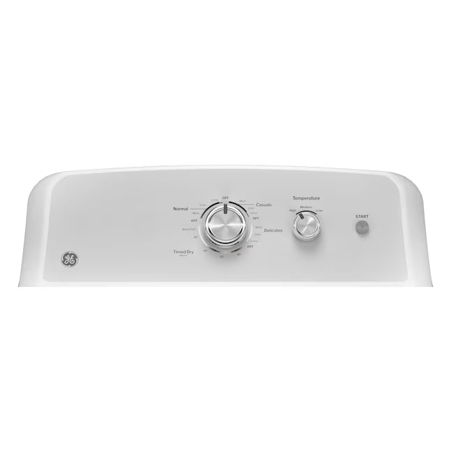 GE White Electric 7.2 Cu. Ft. Capacity Dryer with Up to 120 Ft. Venting and Reversible Door 31135SD247 - GTD38EASWWS - Scratch & Dent (Moderate)