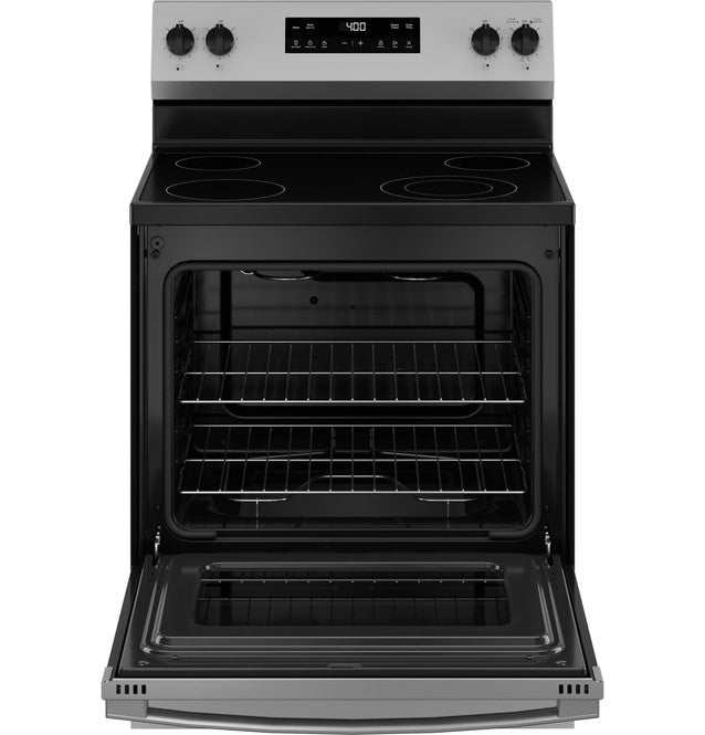 Pictures of GE® Stainless Steel ENERGY STAR® 30" Free-Standing Electric Range with 4 Burner Radiant Cooktop GRF400SVSS - New In Box - Neu Appliance Outlet - Discount Appliance Outlet in Austin, Tx
