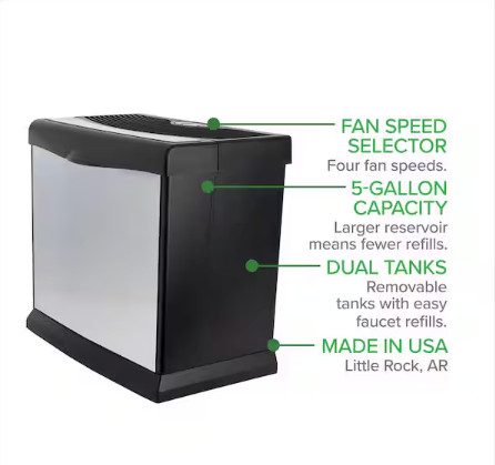 AIRCARE Valiant - Gal. Cool Mist Evaporative Whole House Humidifier for 4,000 sq. ft. in Brushed Nickel 25132SD361 - HD1409 - Open Box