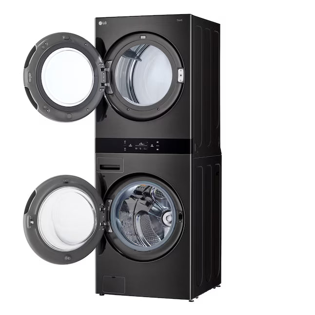 LG Single Unit Front Load WashTower™ with Center Control® 5.0 cu.ft. Washer and 7.4 cu.ft. Electric Dryer in Black Steel 22421769 - WKEX300HBA - Scratch & Dent (Moderate)