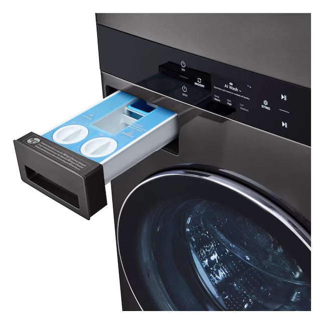 LG Single Unit Front Load WashTower™ with Center Control® 5.0 cu.ft. Washer and 7.4 cu.ft. Electric Dryer in Black Steel 22421769 - WKEX300HBA - Scratch & Dent (Moderate)