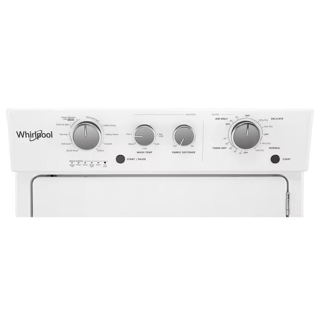 Whirlpool 28 in. Wide 3.5 cu. ft. Washer and 5.9 cu. ft. Electric Dryer Laundry Center with AutoDry Drying System 31132SD65 - WET4027HW - Scratch & Dent (Minor)