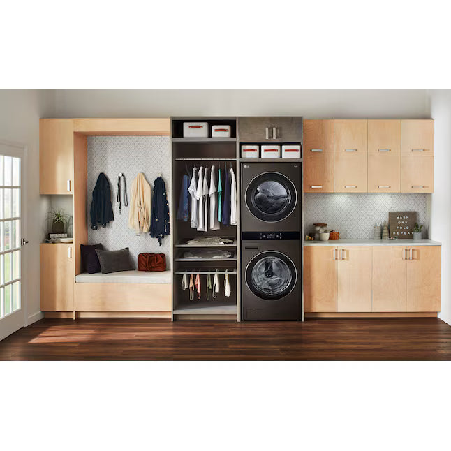 LG Single Unit Front Load WashTower™ with Center Control® 5.0 cu.ft. Washer and 7.4 cu.ft. Electric Dryer in Black Steel 22421769 - WKEX300HBA - Scratch & Dent (Moderate)