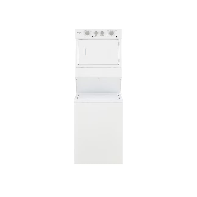 Whirlpool 28 in. Wide 3.5 cu. ft. Washer and 5.9 cu. ft. Electric Dryer Laundry Center with AutoDry Drying System 31132SD65 - WET4027HW - Scratch & Dent (Minor)