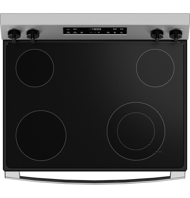 Pictures of GE® Stainless Steel ENERGY STAR® 30" Free-Standing Electric Range with 4 Burner Radiant Cooktop GRF400SVSS - New In Box - Neu Appliance Outlet - Discount Appliance Outlet in Austin, Tx
