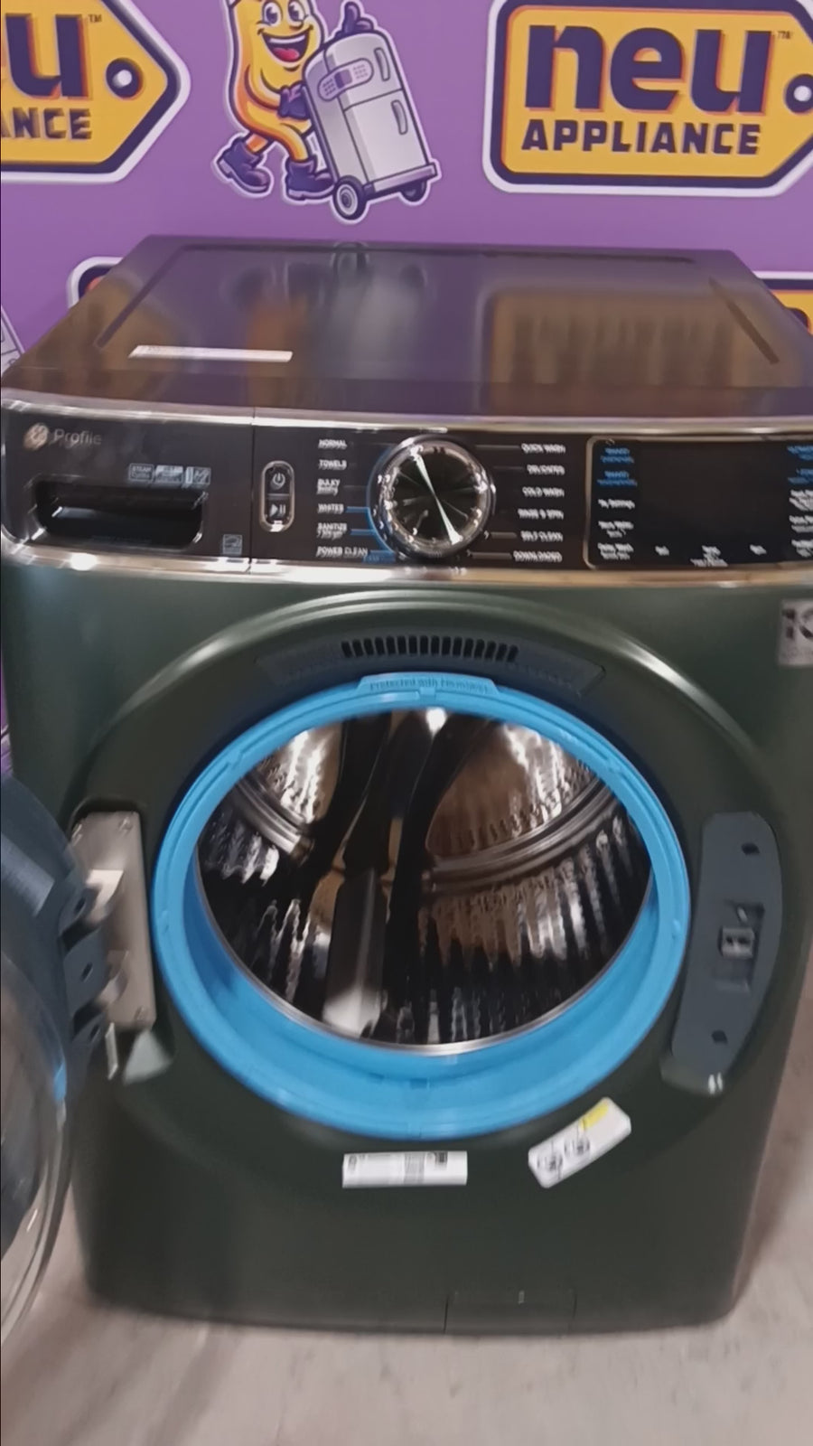 Pictures of GE Profile™ 5.5 cu. ft. Capacity Smart Front Load ENERGY STAR® Steam Washer PFW955SPWGN - New Box and GE Profile 7.8-cu ft Stackable Vented Gas Dryer with Steam Cycle in Carbon Graphite 16204 - PFD95GSPWDS - Scratch & Dent (Minor) - Neu Appliance Outlet - Discount Appliance Outlet in Austin, Tx