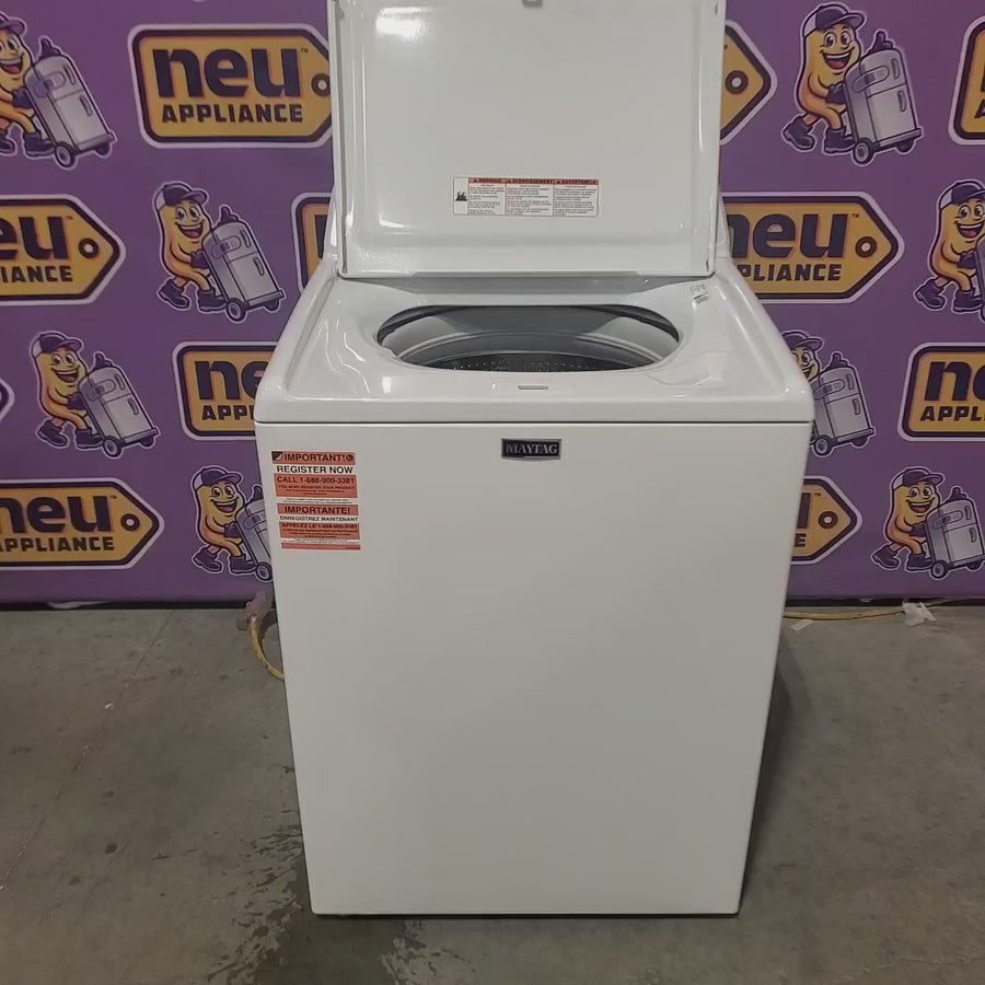 Pictures of Maytag 4.2 Cu. Ft. Capacity Top Load Washer in White MTW4205SW - Scratch & Dent (Minor) and MayTag 7.0 cu. ft. Top Load Electric Wrinkle Prevent Dryer MED4500MW - Scratch & Dent (Minor) - Neu Appliance Outlet - Discount Appliance Outlet in Austin, Tx