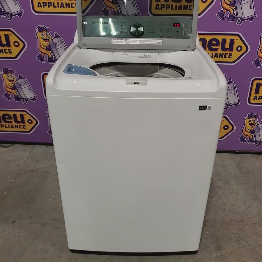 Pictures of Samsung 4.5 cu. ft. Top Load Washer with Vibration Reduction Technology+ in White WA45T3200AW - Certified Refurbished and Samsung 7.2 cu. ft. Electric Dryer with Sensor Dry in White DVE45T3200W - Scratch & Dent (Minor) - Neu Appliance Outlet - Discount Appliance Outlet in Austin, Tx