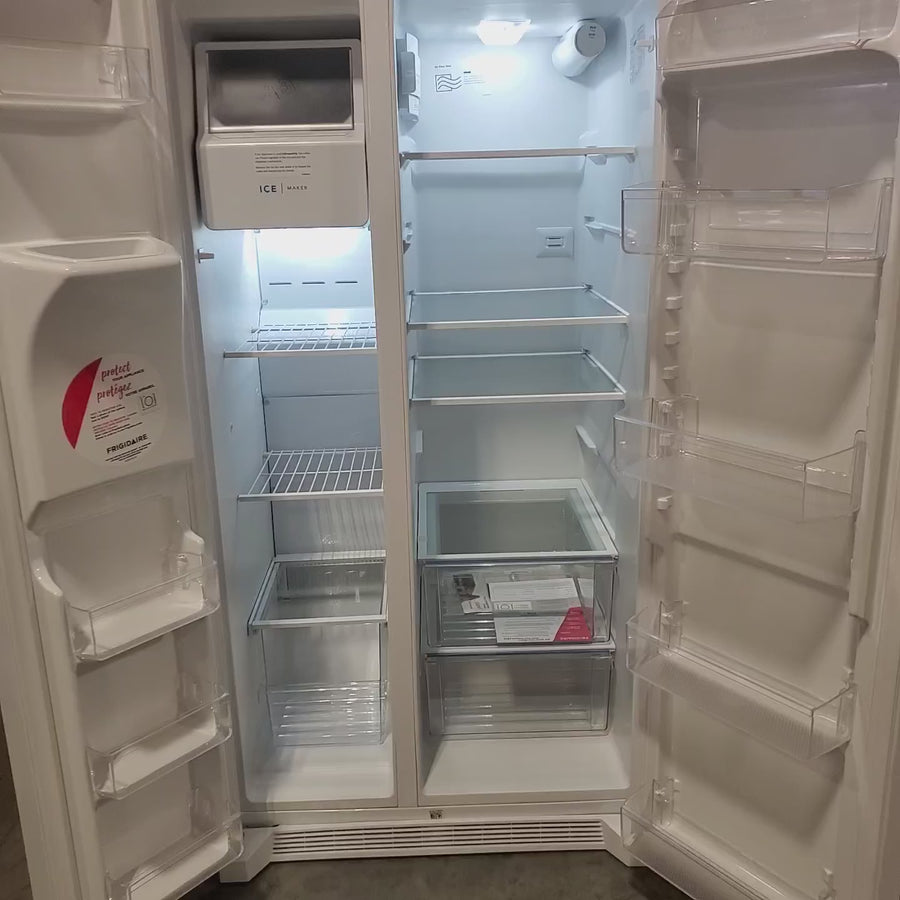 Pictures of Frigidaire 25.6 cu. ft. Side by Side Refrigerator in White with Exterior Ice and Water Dispenser FRSS2623AW - Scratch & Dent (Minor) - Neu Appliance Outlet - Discount Appliance Outlet in Austin, Tx
