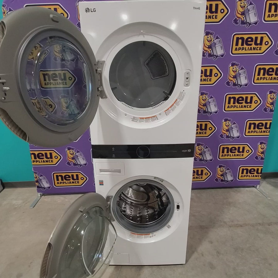 Pictures of White LG Wash Tower Single Unit Front Load with Center Control™ 4.5 cu. ft. Washer and 7.4 cu. ft. Electric Dryer WKE100HWA - Scratch & Dent - Minor - Neu Appliance Outlet - Discount Appliance Outlet in Austin, Tx