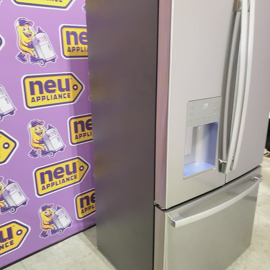 Pictures of GE 20.6 cu. ft. Counter Depth French Door Refrigerator in Fingerprint Resistant Stainless, ENERGY STAR GYE21JYMFS - Scratch & Dent (Minor) - Neu Appliance Outlet - Discount Appliance Outlet in Austin, Tx
