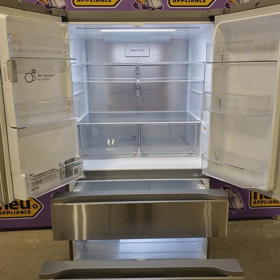 Pictures of LG 29 cu. ft. Smart Standard-Depth MAX™ 4-Door French Door Refrigerator with Full-Convert Drawer™ in Print Proof Stainless Steel 22137389 - LF29H8330S - Scratch & Dent (Moderate) - Neu Appliance Outlet - Discount Appliance Outlet in Austin, Tx