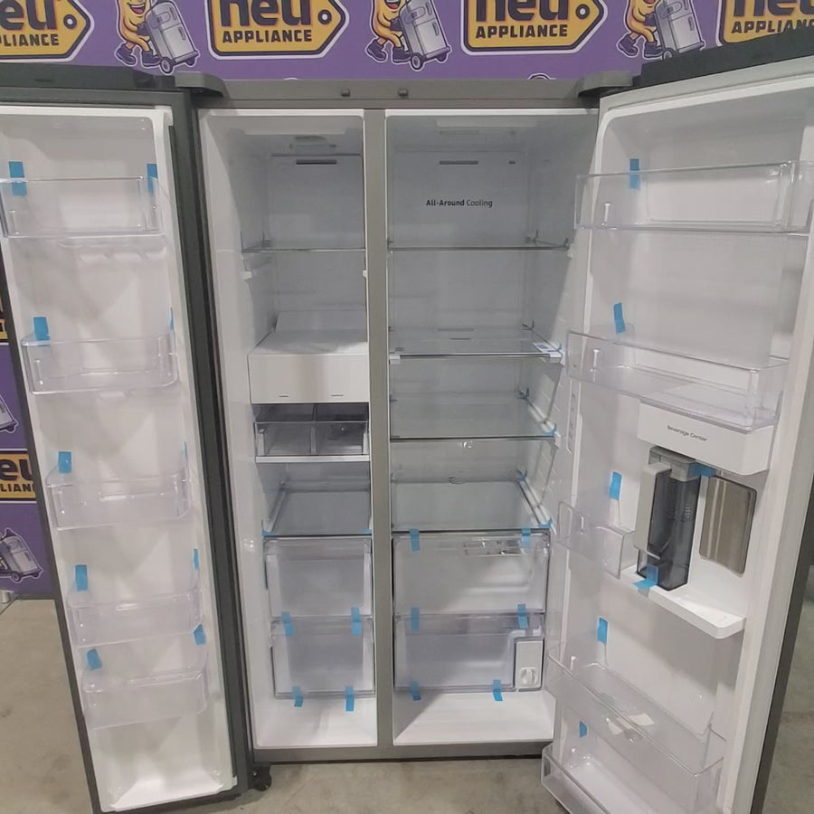 Pictures of Samsung 36 Inch Freestanding Side by Side Smart Refrigerator with 28 cu. ft. Capacity, SpaceMax™ Technology, Beverage Center, Dual Ice Maker, Auto Open Door, Internal Water Dispenser and Built In Pitcher - Scratch and Dent (Minor) - Neu Appliance Outlet - Discount Appliance Outlet in Austin, Tx