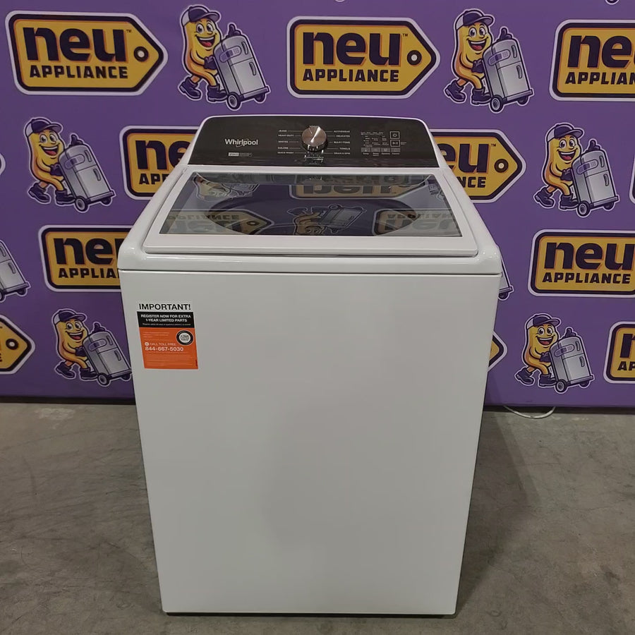 Pictures of Whirlpool Top Load 4.7 Cu. Ft. Washer with 2-in-1 Removable Agitator in White WTW5057LW - Open Box and Whirlpool 7.4 cu. ft. White Electric Dryer with Steam and Advanced Moisture Sensing Technology, ENERGY STAR 16263 - WED8127LW - Scratch & Dent (Minor) - Neu Appliance Outlet - Discount Appliance Outlet in Austin, Tx