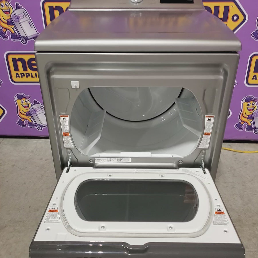 Pictures of Maytag 5.3 cu. ft. Top Load Washer in Classic Silver with Impeller and Extra Power Option MTW6200RR - Open Box and Maytag 7.4 cu. ft. Vented Front Load Electric Dryer in Classic Silver with Extra Power MED6205RR - Open Box - Neu Appliance Outlet - Discount Appliance Outlet in Austin, Tx