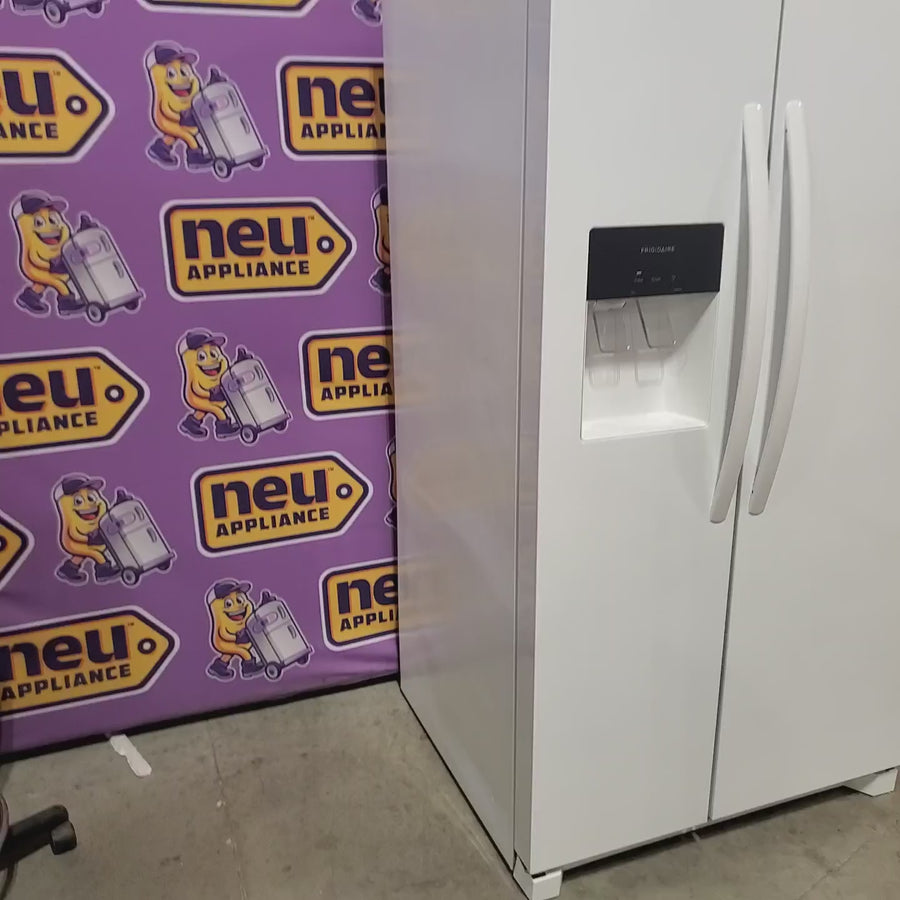 Pictures of Frigidaire 25.6 cu. ft. Side by Side Refrigerator in White with Exterior Ice and Water Dispenser FRSS2623AW - Scratch & Dent (Minor) - Neu Appliance Outlet - Discount Appliance Outlet in Austin, Tx