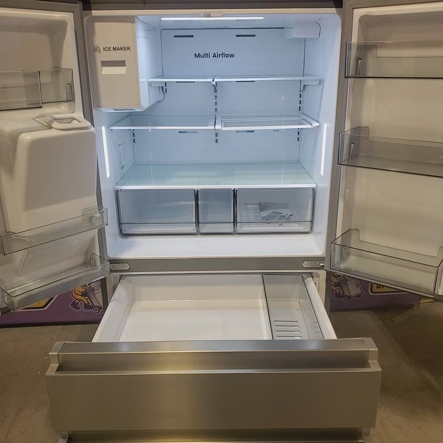 Pictures of Hisense PureFlat 25.6-cu ft 4-Door Smart French Door ENERGY STAR Refrigerator in Stainless Steel with Ice Maker, Water and Ice Dispenser HRM260N6TSE - Scratch & Dent (Minor) - Neu Appliance Outlet - Discount Appliance Outlet in Austin, Tx