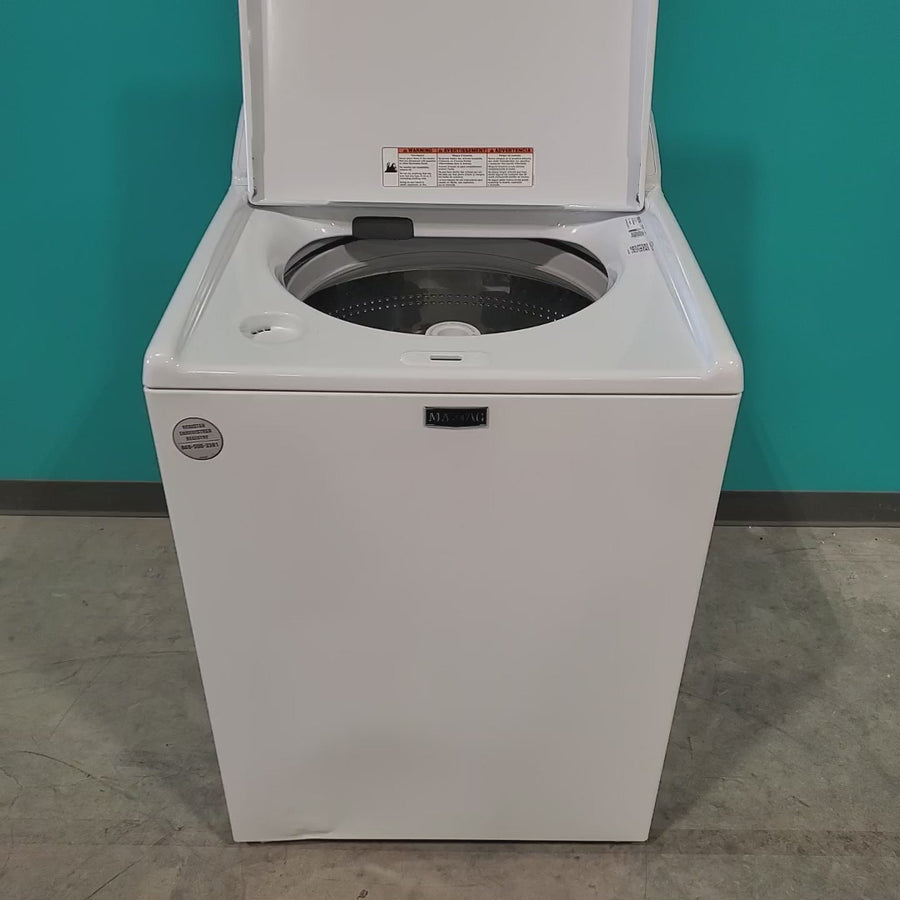 Pictures of Maytag Top Load 4.5 Cu. Ft. Washer with Extra Power MVW5035MW and Maytag Top Load 7.0 Cu. Ft. Electric Dryer with Wrinkle Prevent Phase MED4500MW - Scratch and Dent (Minor) - Neu Appliance Outlet - Discount Appliance Outlet in Austin, Tx