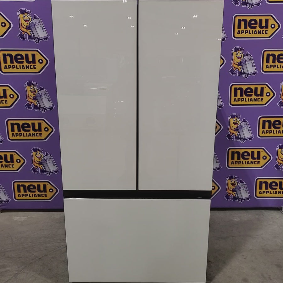 Pictures of Samsung Bespoke White Glass 3 Door French Door 30 Cu. Ft. Refrigerator with Beverage Center 22221425 - RF30BB660012 - Scratch & Dent (Minor) - Neu Appliance Outlet - Discount Appliance Outlet in Austin, Tx