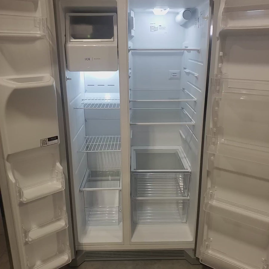 Pictures of Frigidaire 25.6-cu ft ENERGY STAR Side-by-Side Refrigerator with Ice Maker in Fingerprint Resistant Stainless Steel FRSS26L3AF - Scratch & Dent (Minor) - Neu Appliance Outlet - Discount Appliance Outlet in Austin, Tx