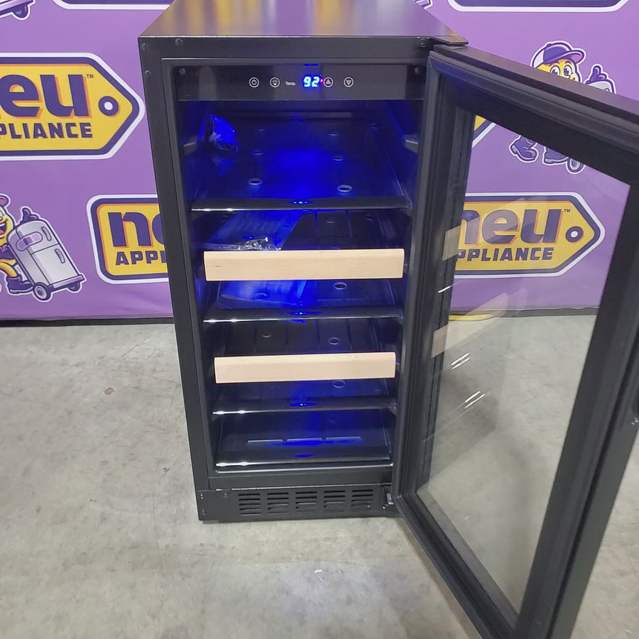 Pictures of Azure 15 Inch Beverage Center with 3 cu. ft. Capacity, Glass Shelving, Wine Racks, Field Reversible Door, Digital Display Controls, Auto Defrost, and Blue LED Lighting 11111506 - A115BEV-O - Open Box - Neu Appliance Outlet - Discount Appliance Outlet in Austin, Tx