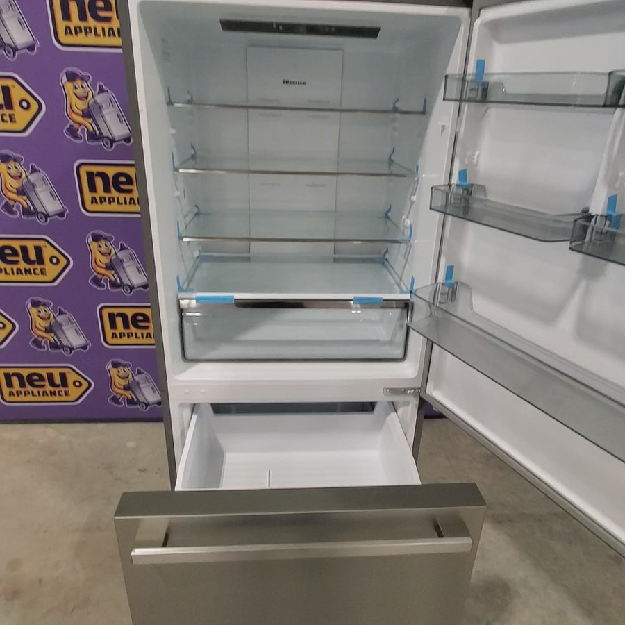 Pictures of Hisense 17.2 cu. ft. Fingerprint-Resistant Stainless Steel Refrigerator with LED Lighting, Metal Glide Doors, and Bottom Freezer HRB171N6ASE - Scratch and Dent (Minor) - Neu Appliance Outlet - Discount Appliance Outlet in Austin, Tx
