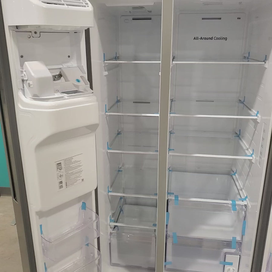 Pictures of Samsung Stainless Steel Large Capacity Side-by-Side 27.4 Cu. Ft. Refrigerator with Ice and Water Dispenser and LED Lighting RS27T5200SR - Scratch and Dent (Minor) - Neu Appliance Outlet - Discount Appliance Outlet in Austin, Tx