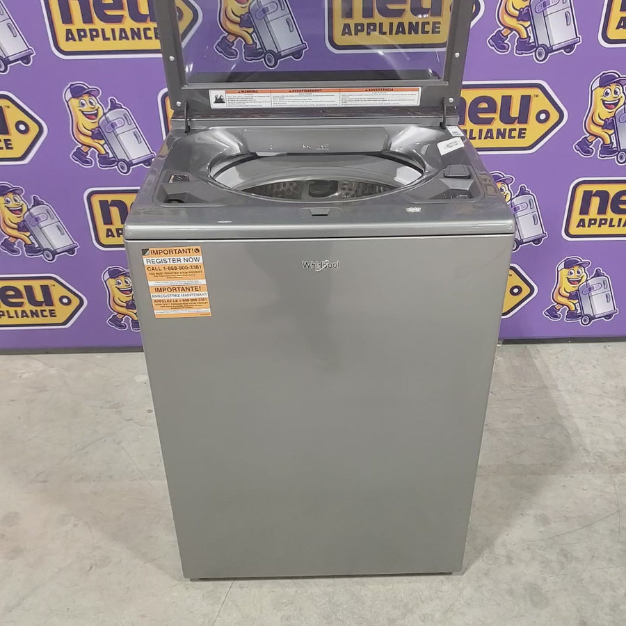 Pictures of Whirlpool Chrome Shadow 5.2 - 5.3 cu. ft. ENERGY STAR Top Load Washer with 2 in 1 Removable Agitator and Load & Go™ dispenser WTW8127LC and 7.4 cu. ft. Top Load Electric Dryer with Advanced Moisture Sensing WED8127LC - Scratch & Dent - Minor - Neu Appliance Outlet - Discount Appliance Outlet in Austin, Tx