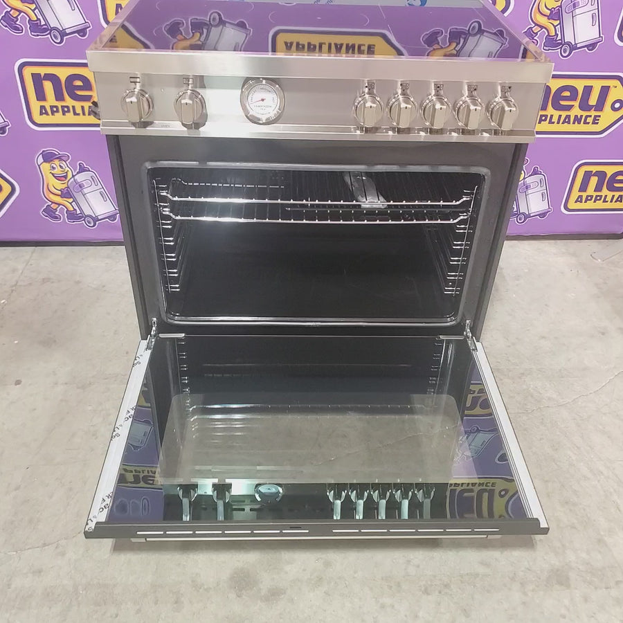 Pictures of Bertazzoni Master Series 5.9 Cu. Ft. Freestanding Electric Induction Range with Power Bridge Zone in Black 1119371 - MAST365INMNEE - Open Box - Neu Appliance Outlet - Discount Appliance Outlet in Austin, Tx
