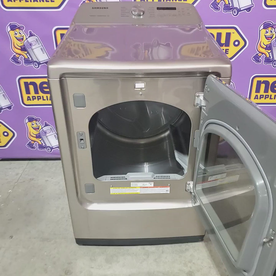 Pictures of Samsung High Efficiency Extra Large ( 5.4-cu ft ) Top-Load Washer with Steam Cycle in Champagne WA54R7600AC - Certified Refurbished and Samsung 7.4-cu ft Vented Electric Dryer with Steam Cycle in Champagne DVE54R7600C - Certified Refurbished - Neu Appliance Outlet - Discount Appliance Outlet in Austin, Tx