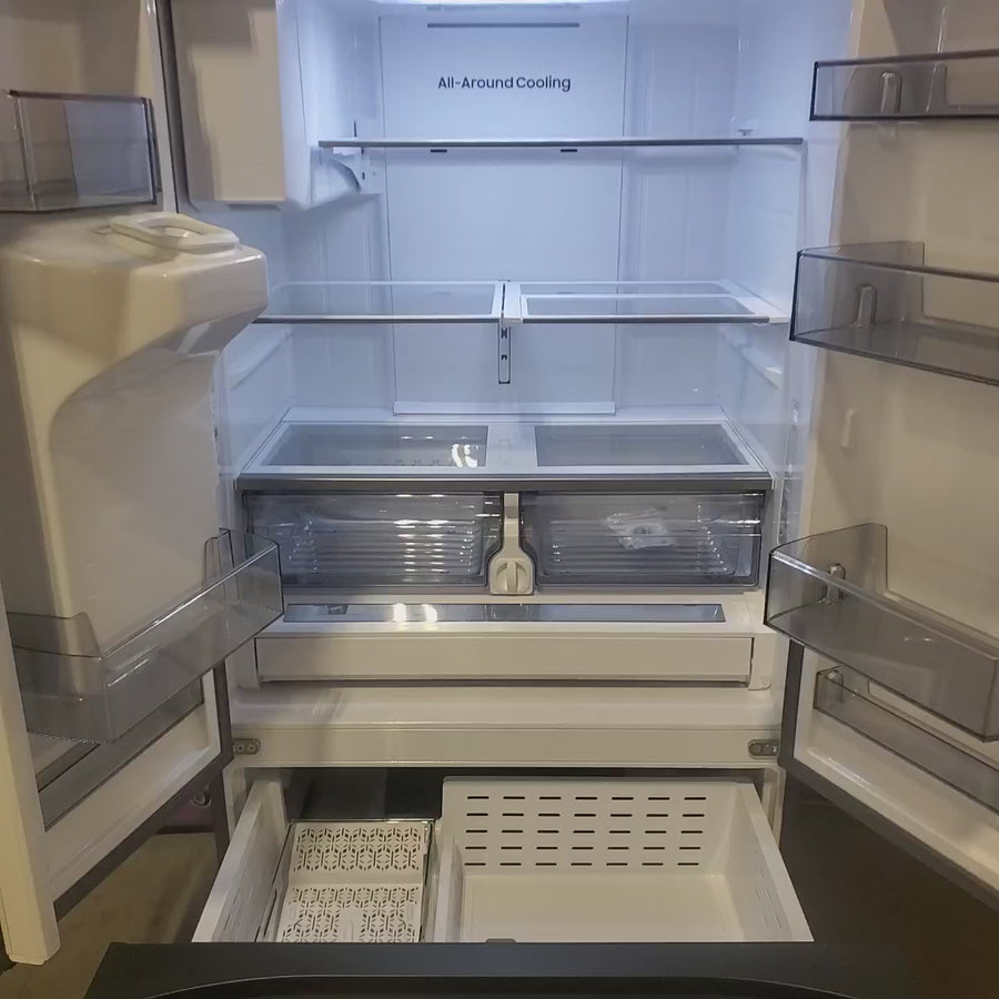 Pictures of Samsung Bespoke AI Counter-Depth Sphere Ice 26-cu ft 36-in Wide French Door Refrigerator with Dual Ice Maker (Fingerprint Resistant Stainless Steel) ENERGY STAR Certified RF70F27SER - Scratch & Dent (Moderate) - Neu Appliance Outlet - Discount Appliance Outlet in Austin, Tx