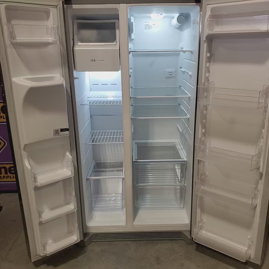 Pictures of Frigidaire 25.6-cu ft ENERGY STAR Side-by-Side Refrigerator with Ice Maker in Fingerprint Resistant Stainless Steel FRSS26L3AF - Open Box - Neu Appliance Outlet - Discount Appliance Outlet in Austin, Tx