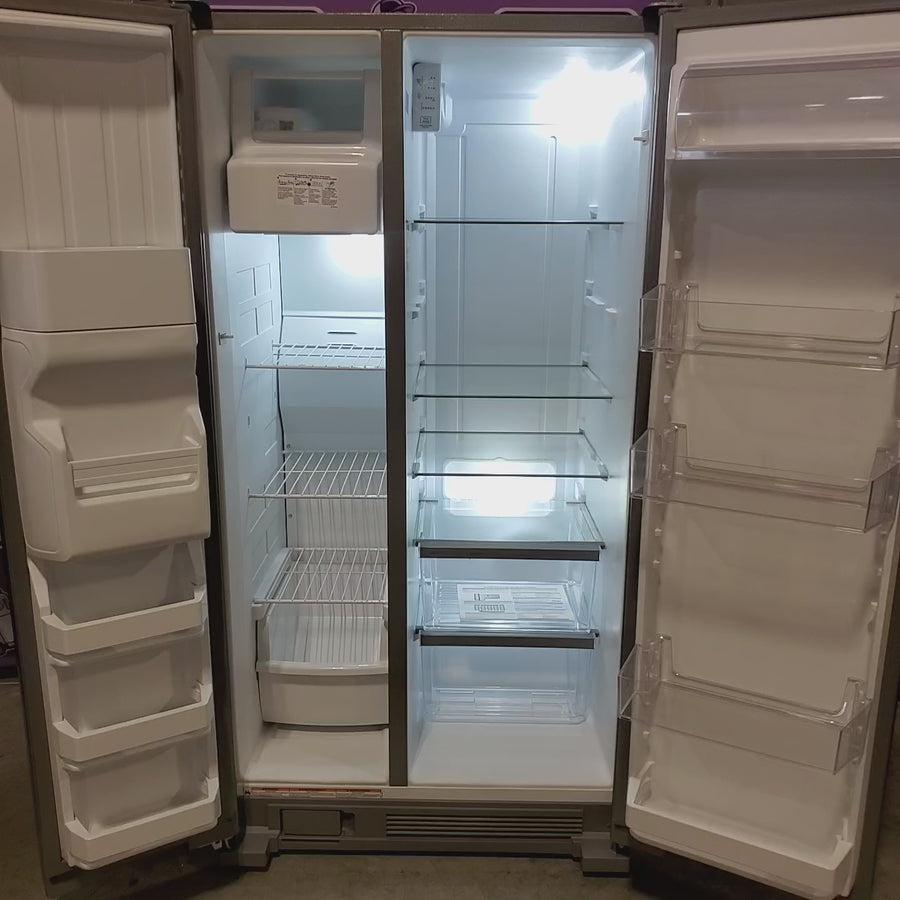 Pictures of Whirlpool 24 cu ft Capacity Side By Side Refrigerator with Ice and Water Dispenser in Fingerprint Resistant Stainless Steel WRS315SDHZ - Scratch & Dent (Minor) - Neu Appliance Outlet - Discount Appliance Outlet in Austin, Tx