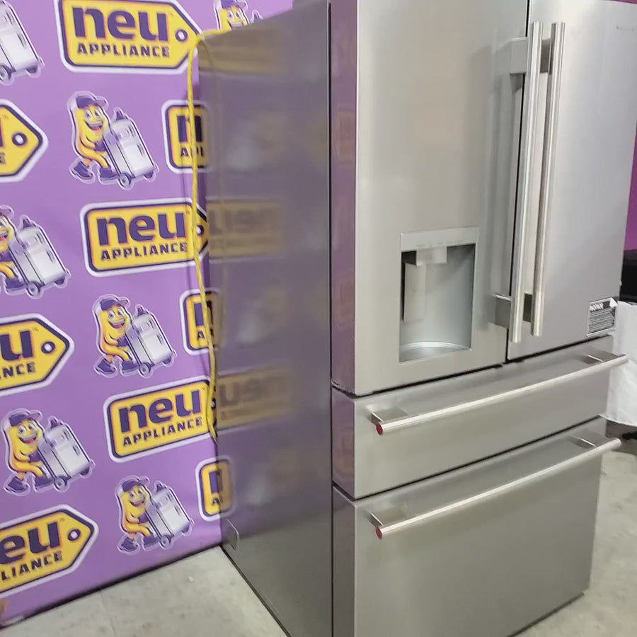 Pictures of KitchenAid 36 in. 29 cu. ft. Standard Depth French Door Refrigerator in PrintShield Stainless with FreshChill Full-Width Drawer KRMF436SPS - Open Box - Neu Appliance Outlet - Discount Appliance Outlet in Austin, Tx