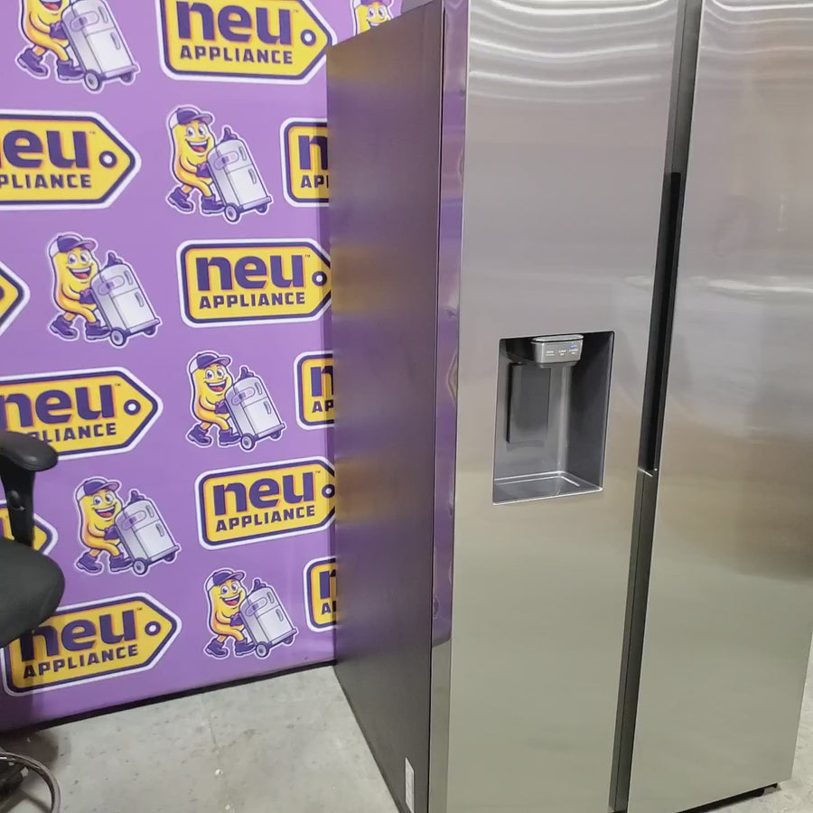 Pictures of Samsung 27.4-cu ft Side-by-Side Refrigerator with Ice Maker in Fingerprint Resistant Stainless Steel RS27T5200SR - Scratch & Dent (Moderate) - Neu Appliance Outlet - Discount Appliance Outlet in Austin, Tx