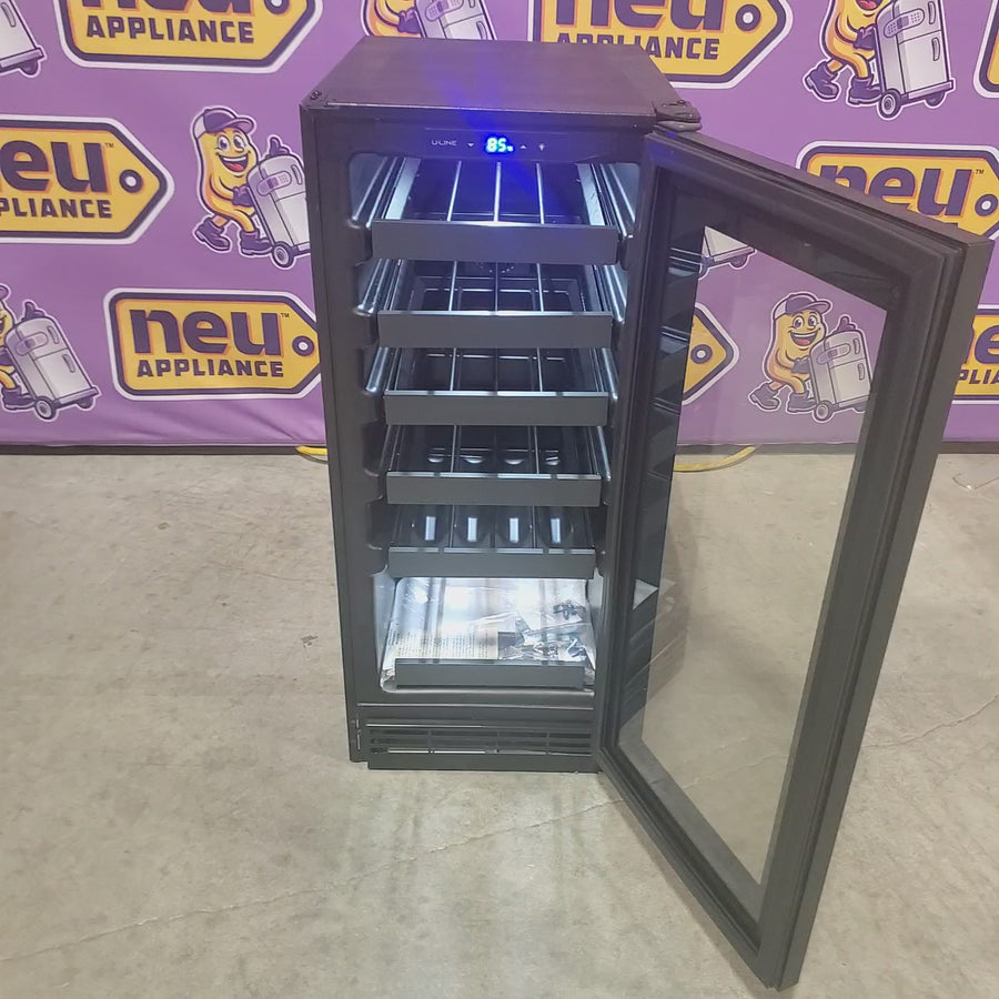 Pictures of U-Line 15 Inch Wine Refrigerator with 3.0 Cu. Ft. Capacity, 3/4 Extension Wine Racks, LED Lighting, LOW-E Argon Thermopane Glass Door, Reversible Door Swing, Digital Touch Pad Control, and Convection Cooling 1119418 - UHWC115IG01A - Scratch & Dent (Minor) - Neu Appliance Outlet - Discount Appliance Outlet in Austin, Tx