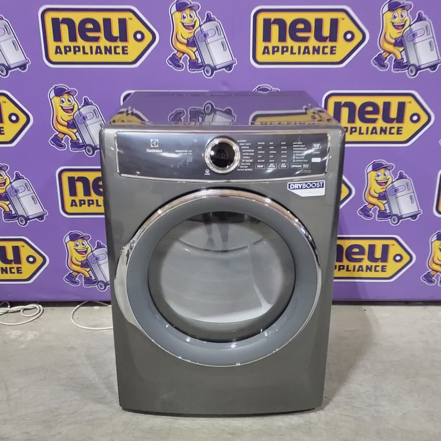 Pictures of Electrolux Titanium Front Load 600 Series 4.5 Cu. Ft. Washer with Smartboost ELFW7637AT - Scratch & Dent (Minor) and Electrolux 500 Series Electric Steam 8.0 cu ft ENERGY STAR Dryer with Instant Refresh Cycle ELFE7537AT - Scratch & Dent (Moderate) - Neu Appliance Outlet - Discount Appliance Outlet in Austin, Tx