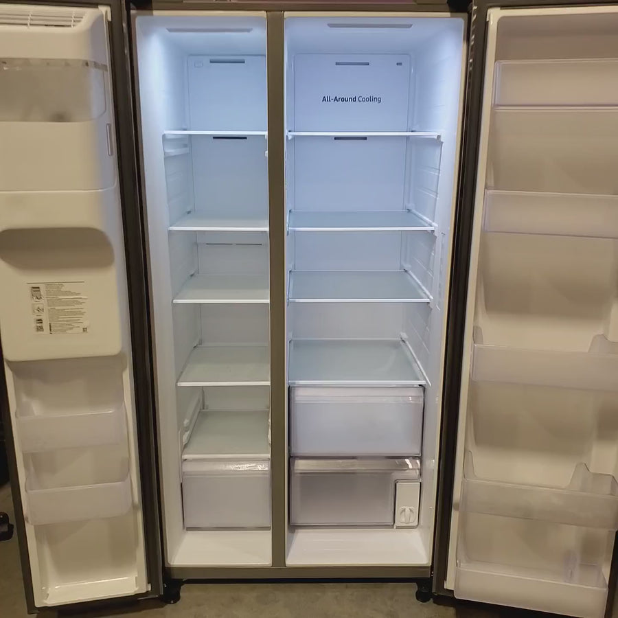 Pictures of Samsung 27.4-cu ft Side-by-Side Refrigerator with Ice Maker in Fingerprint Resistant Stainless Steel RS27T5200SR - Scratch & Dent (Moderate) - Neu Appliance Outlet - Discount Appliance Outlet in Austin, Tx