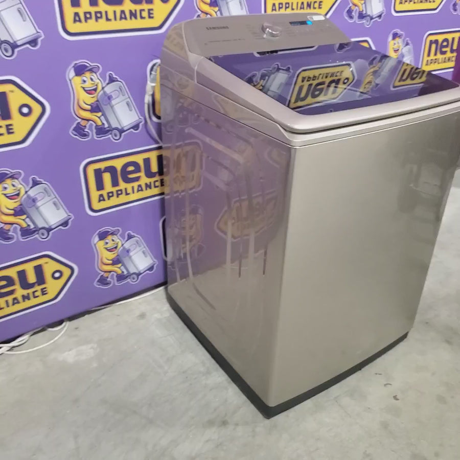 Pictures of Samsung High Efficiency Extra Large ( 5.4-cu ft ) Top-Load Washer with Steam Cycle in Champagne WA54R7600AC - Certified Refurbished and Samsung 7.4-cu ft Vented Electric Dryer with Steam Cycle in Champagne DVE54R7600C - Certified Refurbished - Neu Appliance Outlet - Discount Appliance Outlet in Austin, Tx