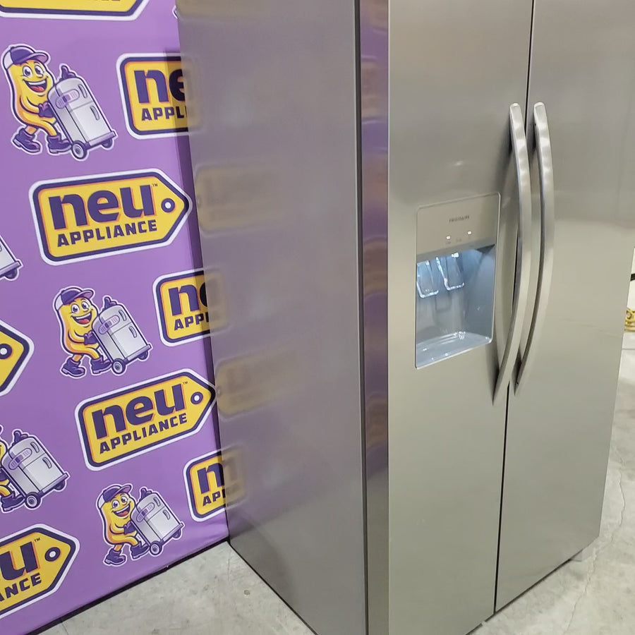 Pictures of Frigidaire 25.6-cu ft ENERGY STAR Side-by-Side Refrigerator with Ice Maker in Fingerprint Resistant Stainless Steel 22421727 - FRSS26L3AF - Scratch & Dent (Minor) - Neu Appliance Outlet - Discount Appliance Outlet in Austin, Tx