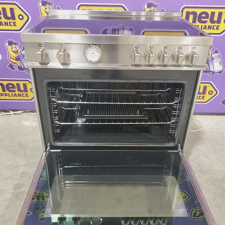Pictures of Bertazzoni 36 Inch Induction Master Series Range with 5 Induction Zones Manual, 5.9 cu. ft. Capacity, and Viewing Window MAST365INMXE - Scratch & Dent (Minor) - Neu Appliance Outlet - Discount Appliance Outlet in Austin, Tx